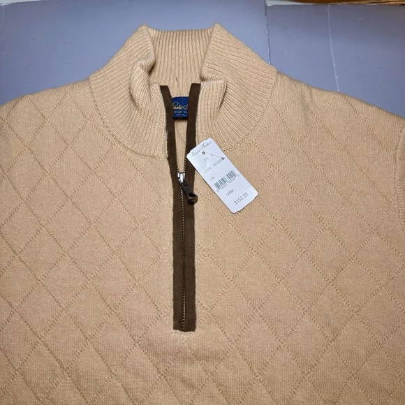 Brooks Brothers Other - Brooks Brothers NWT Men L Heavyweight Merino Cashmere 1/4 Zip Italian Yarn Beige